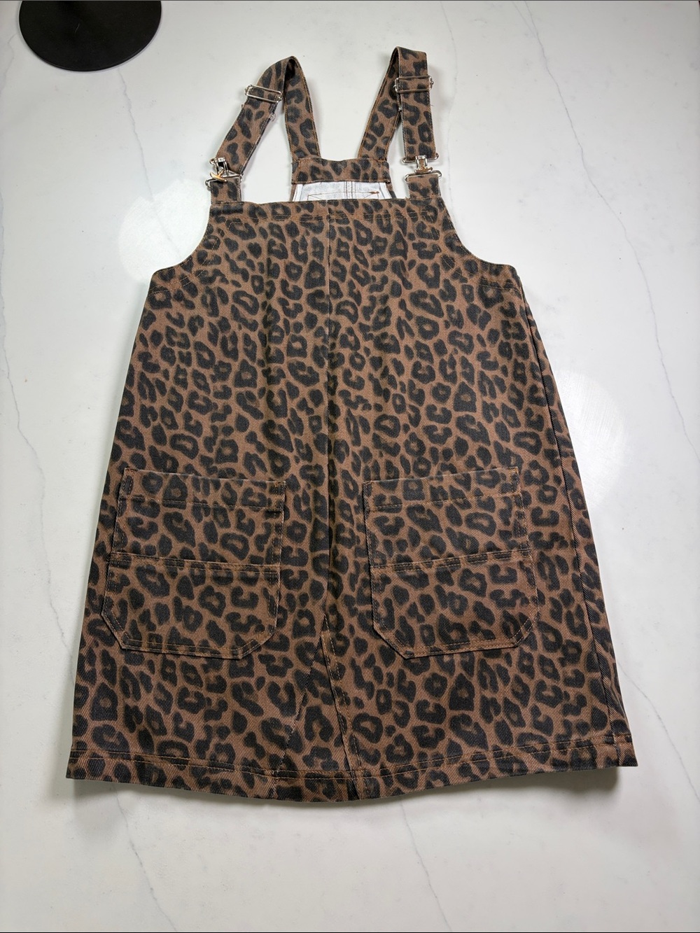 Leopard Print overall Dress - Brown